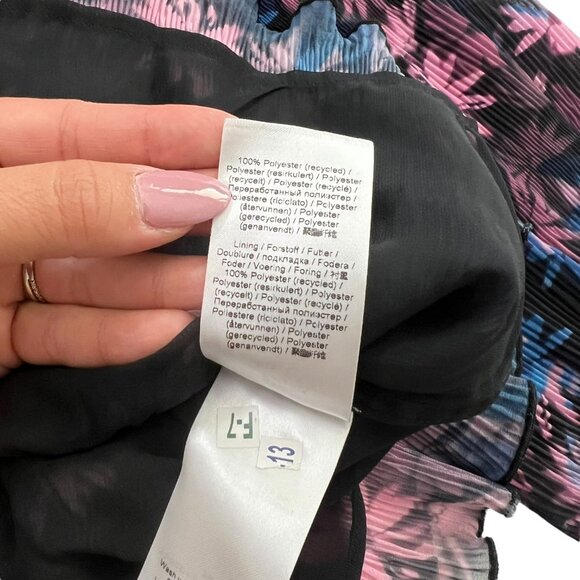 Ganni Floral Pleated Georgette Smock Blouse Purple Size FR 40 US 8-10 M Coquette - Picture 10 of 13